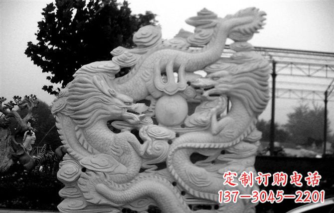 信阳精美大理石双龙雕塑
