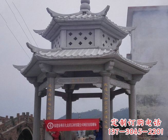 信阳大理石双层石雕凉亭——独特的艺术结晶