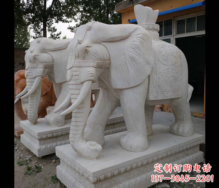 信阳大理石大象雕塑,招财进宝