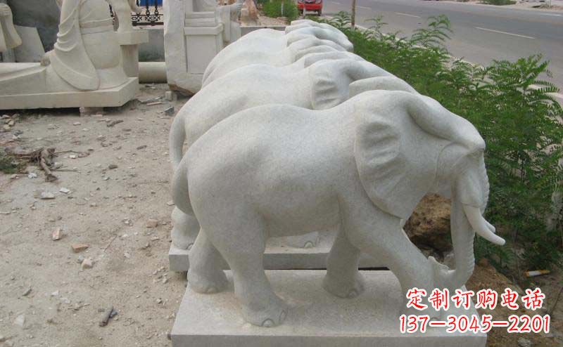 信阳大理石小象公园动物石雕