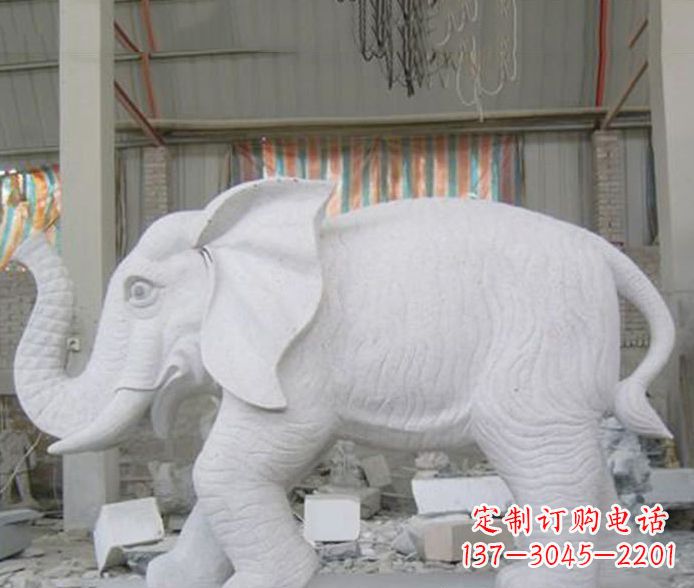 信阳象征财富的大理石招财大象雕塑
