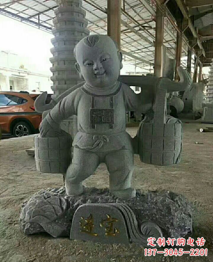 信阳装点童年的大理石招财进宝儿童雕塑