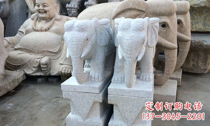 信阳大理石大象雕塑 招财进宝