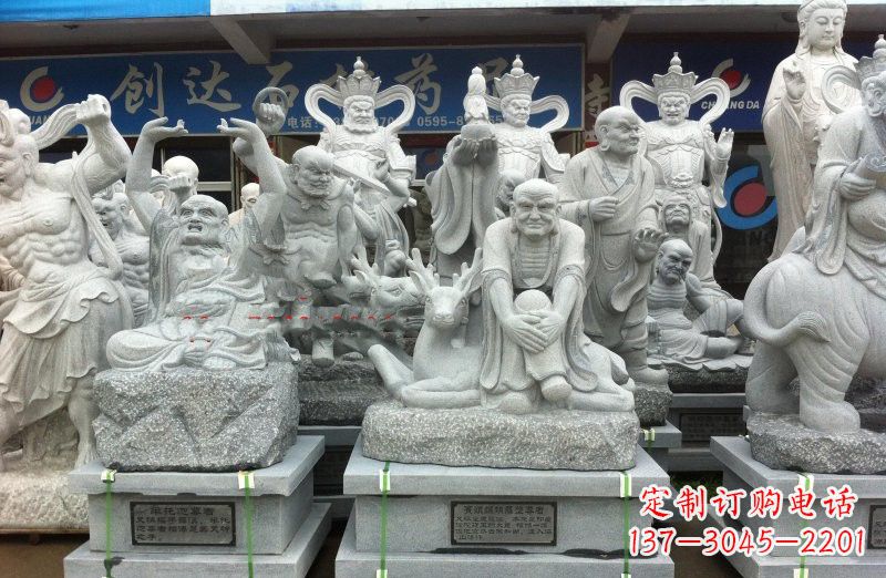 信阳大理石坐式罗汉禅修雕塑