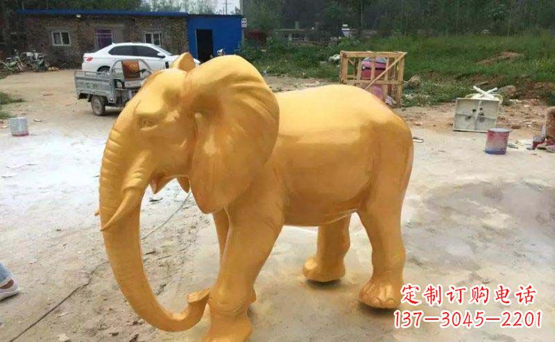 信阳大象玻璃钢仿铜动物雕塑