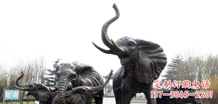 信阳大象群铜雕景观