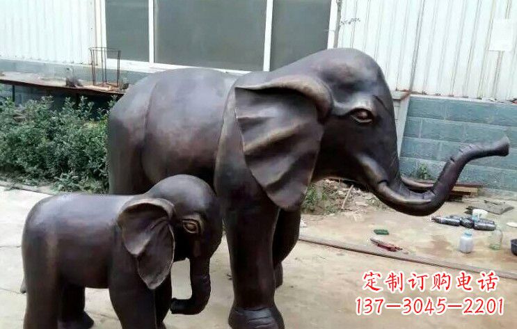 信阳大象母子铜雕塑