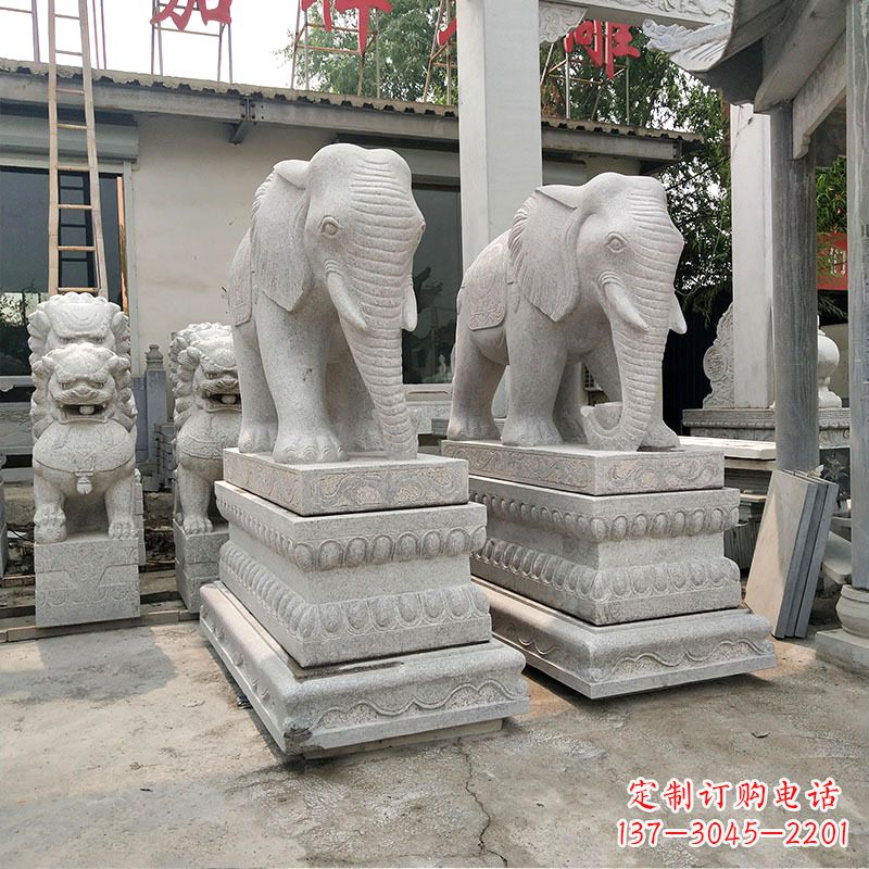 信阳大象石材喷水雕塑