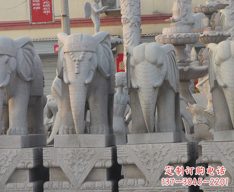 信阳大象石柱雕塑