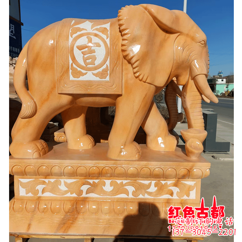 信阳大象头影背墙石雕