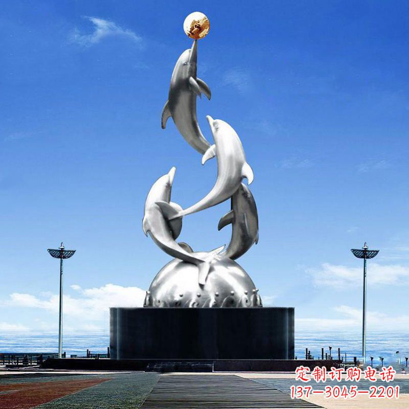 信阳引领潮流的不锈钢海豚雕塑