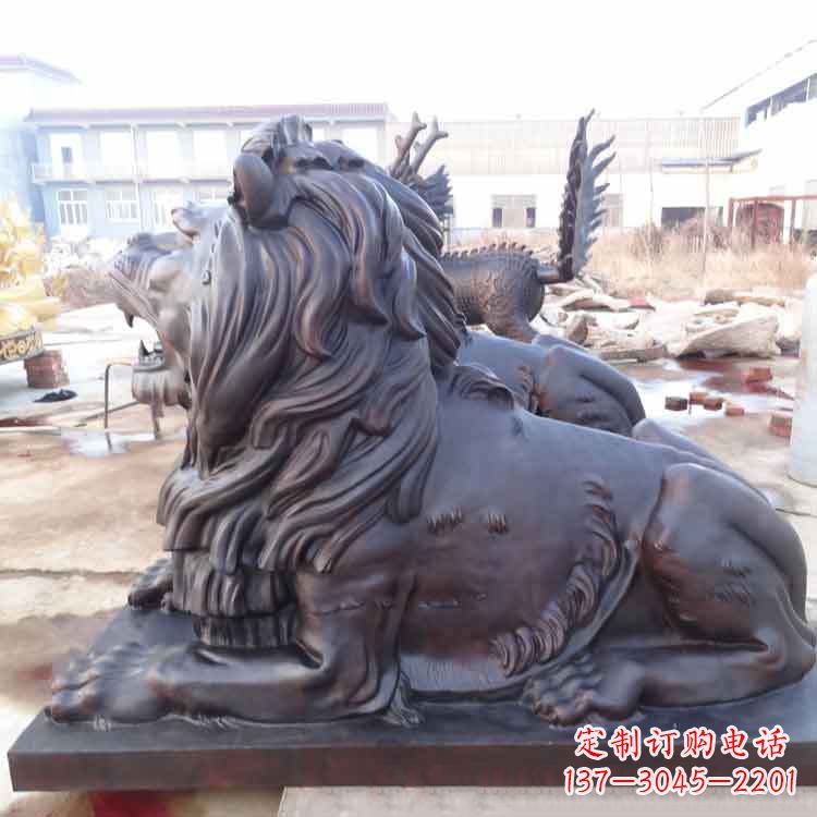 信阳大型纯铜港币狮子动物雕塑