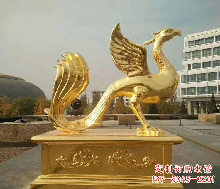 信阳大型凤凰动物铜雕塑