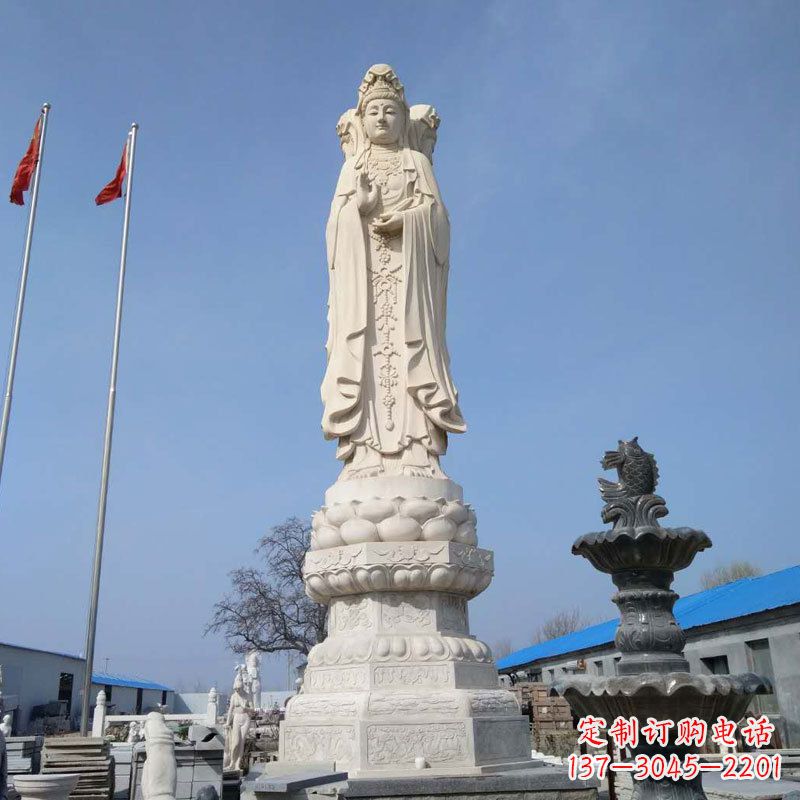 信阳中领雕塑汉白玉三面观音石雕