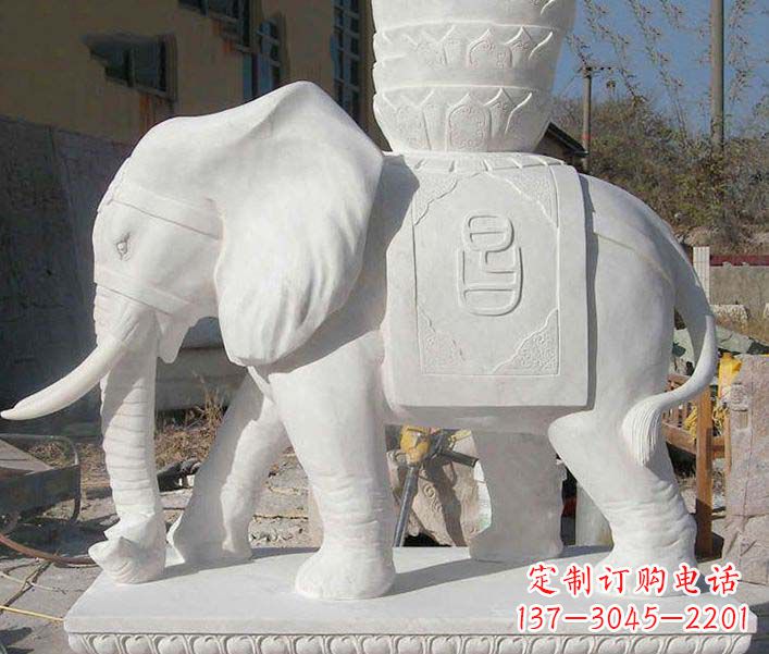 信阳大型汉白玉招财大象石雕