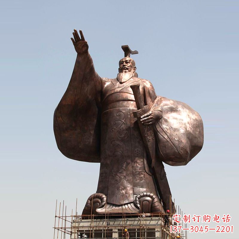 信阳传承历史风采,精美秦始皇铜雕塑