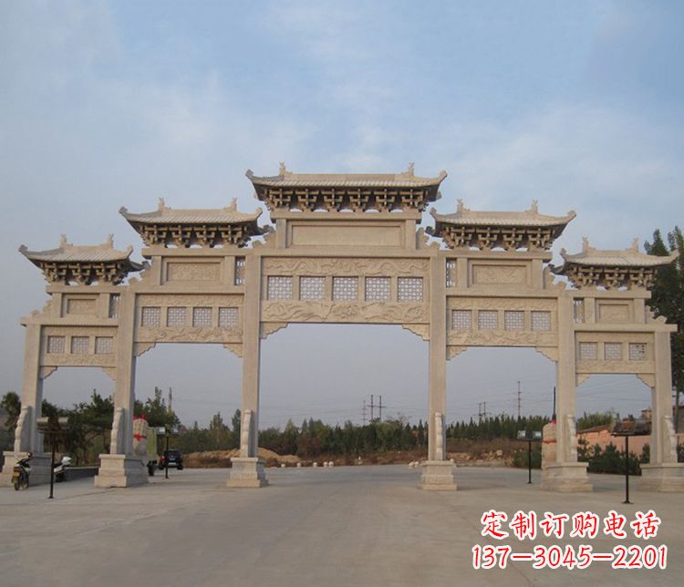 信阳大型五门牌坊石雕精美雕塑