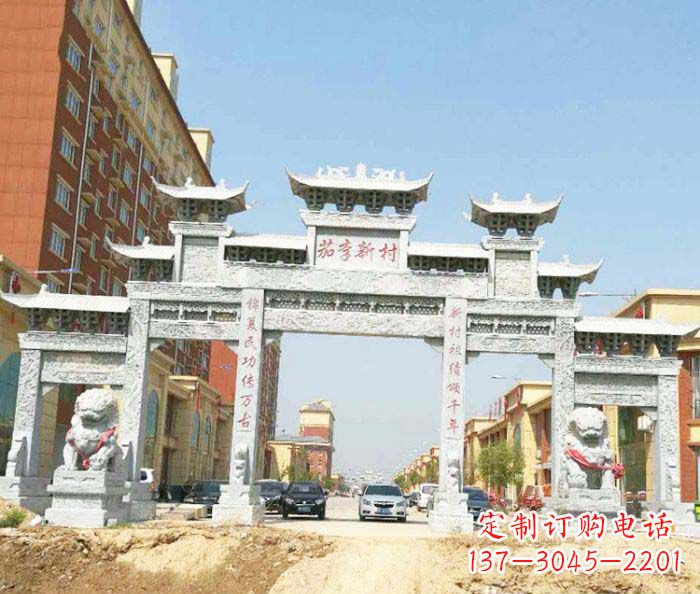 信阳大型五门石雕牌楼