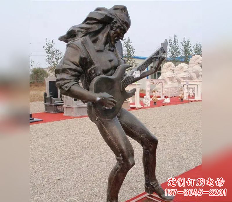 信阳弹吉他广场小品人物铜雕
