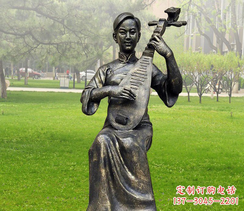 信阳高质量青铜人物弹琵琶雕塑
