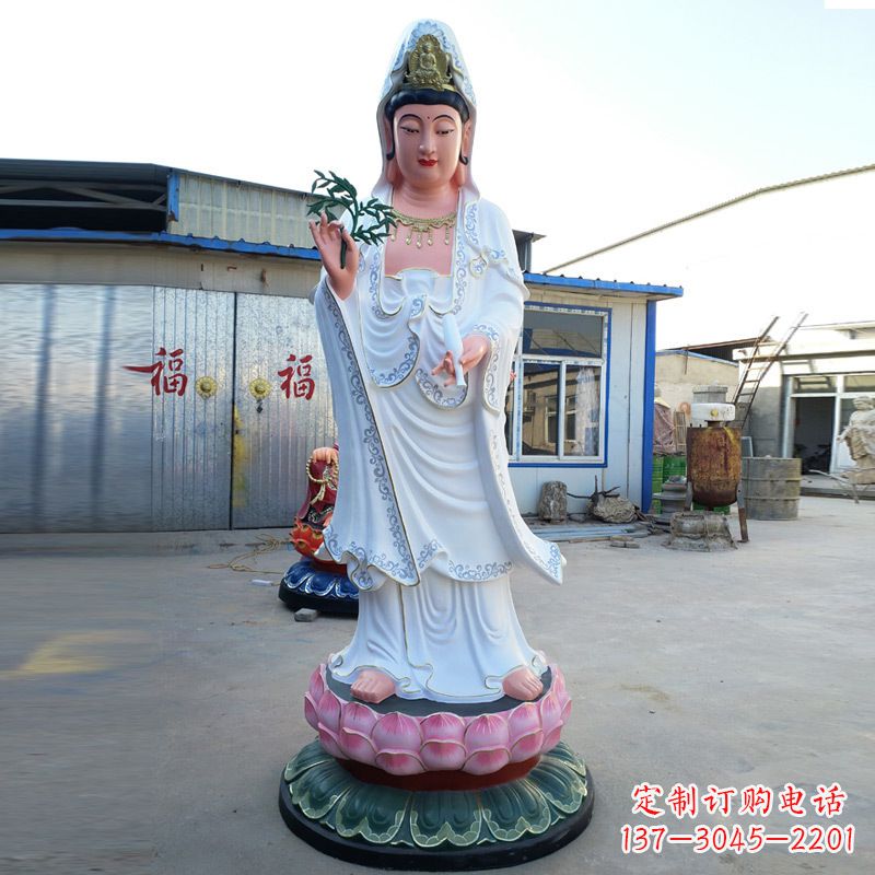 信阳玻璃钢彩绘观音雕塑