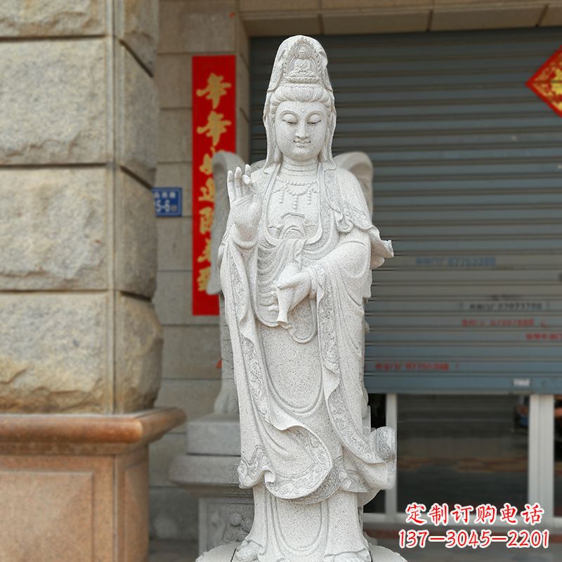 信阳经典青石观音雕塑