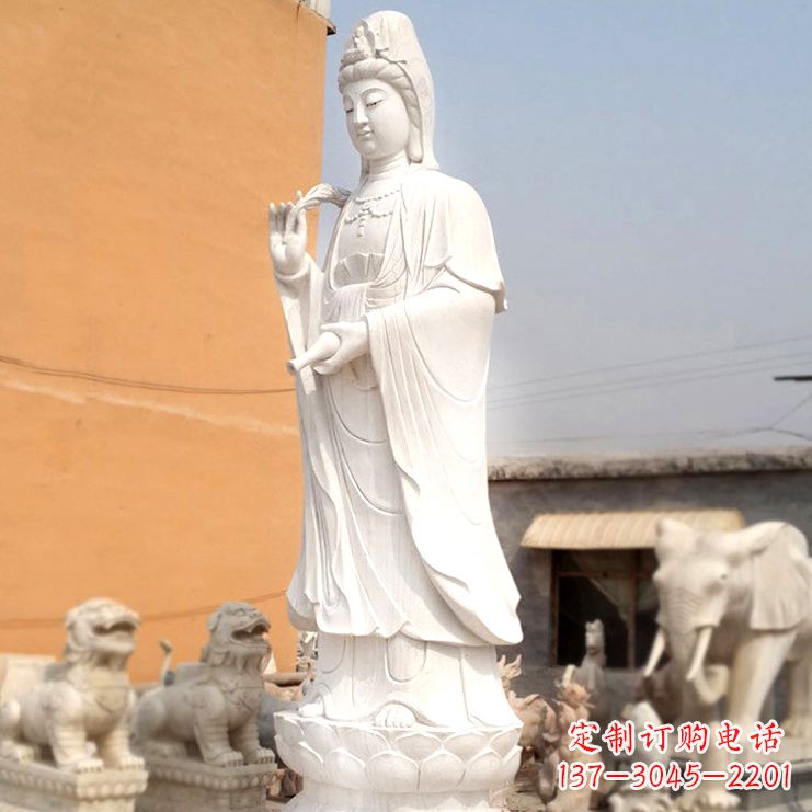 信阳滴水观音汉白玉石雕佛像