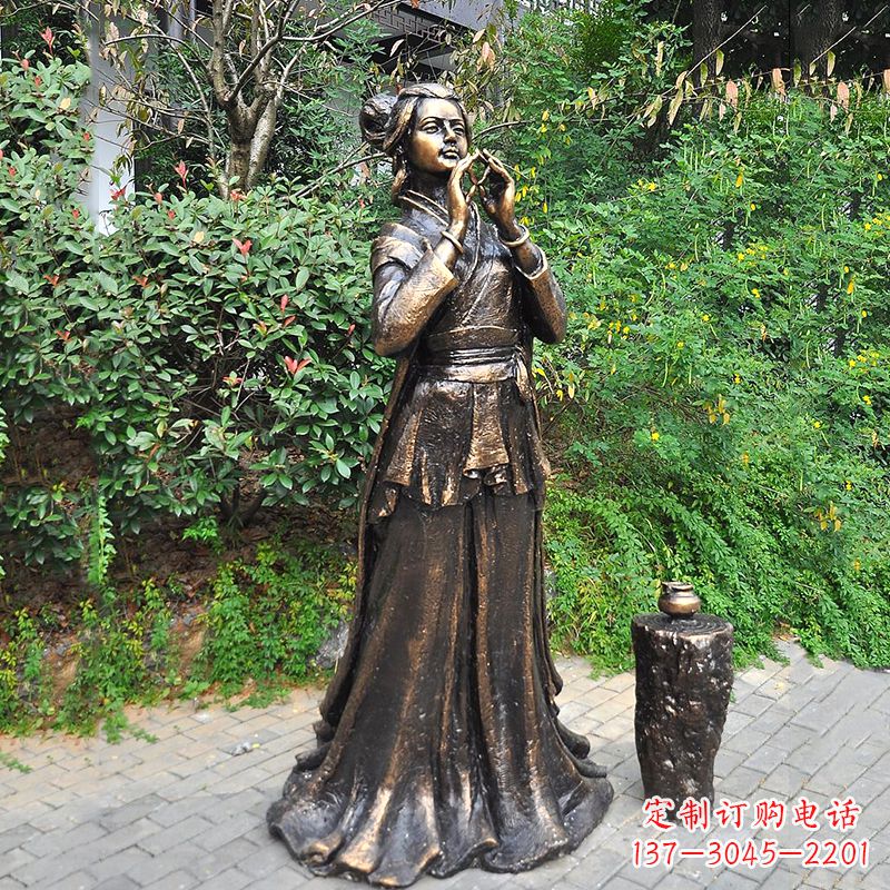 信阳貂蝉铜雕塑像-公园古代美女人物雕塑