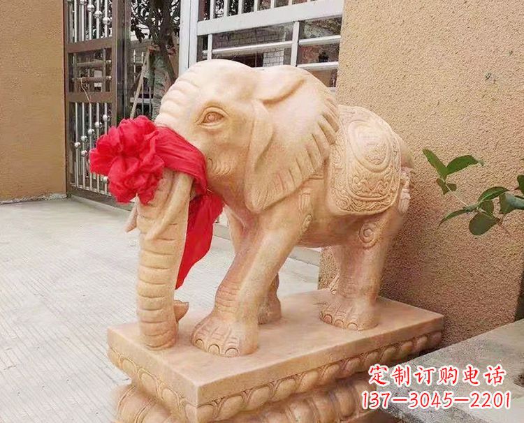 信阳精心雕刻大象石雕