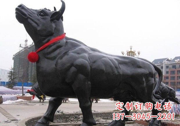 信阳动物铜雕-牛