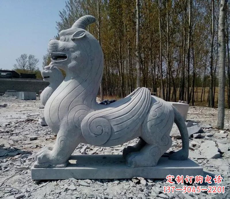 信阳独角兽雕塑,神兽石雕带你穿越回古老神话中