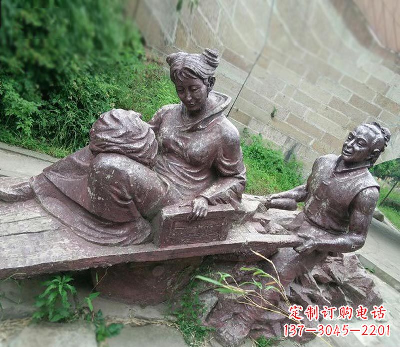信阳传统风格高雅的独轮车铜雕