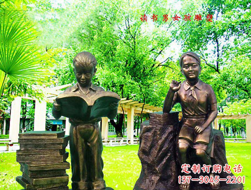 信阳女孩校园铜雕 ——表达着青春洋溢的美好时光