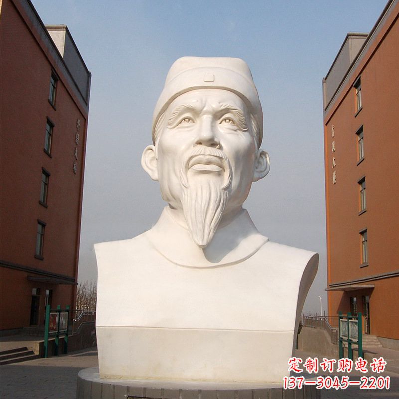 信阳杜甫石雕像-学校校园历史名人唐代著名诗人头像