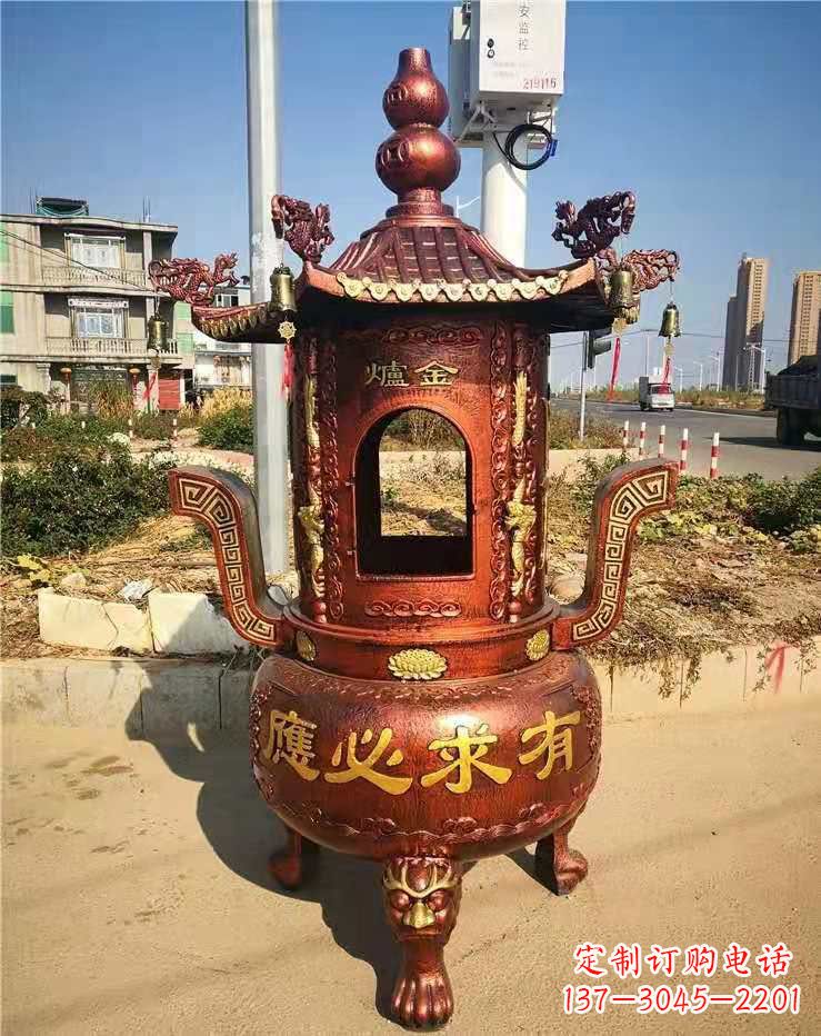 信阳杜浦精制铜香炉雕塑