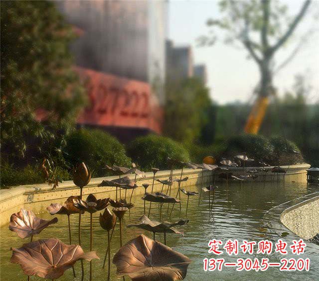 信阳荷叶风情传承——锻铜荷花荷叶小区景观雕塑