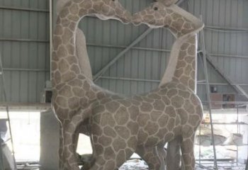 信阳大理石艺术精美长颈鹿雕塑