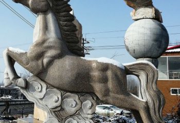 信阳大理石马踏祥云雕塑