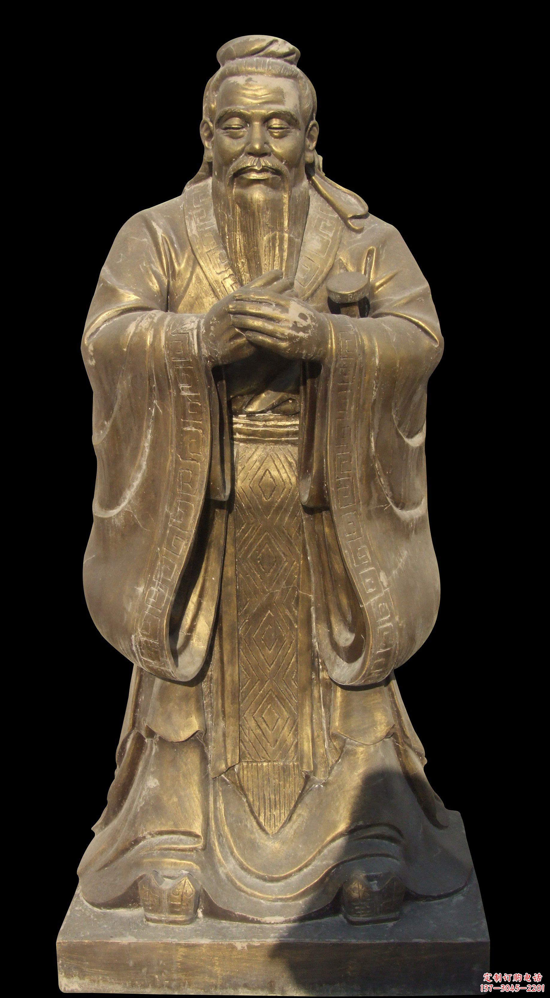 信阳手工精美锻铜孔子铜雕像