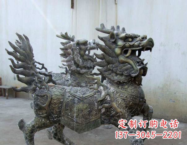 信阳精致手工铜麒麟雕塑