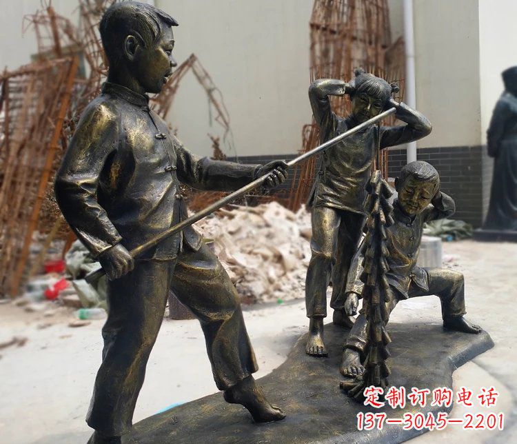 信阳儿童放鞭炮庭院景观铜雕塑