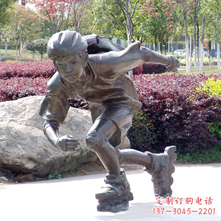信阳精致童话,铜雕刻儿童滑旱冰园人物情景
