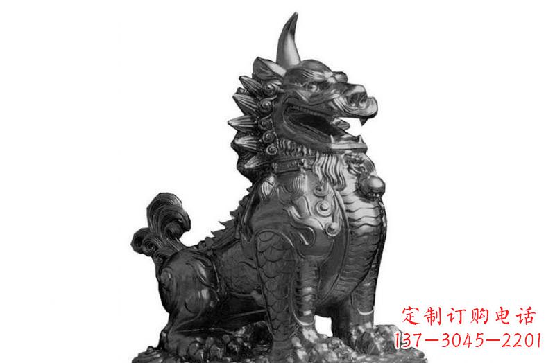 信阳独角兽铜雕塑,精美细腻传统工艺