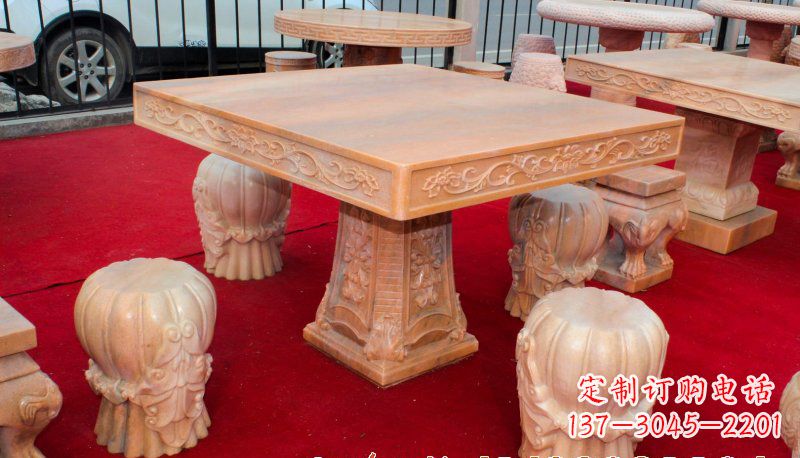 信阳方形石桌凳雕塑