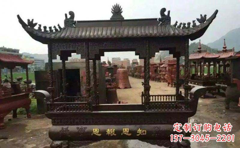 信阳精美方形寺庙铜香炉雕塑