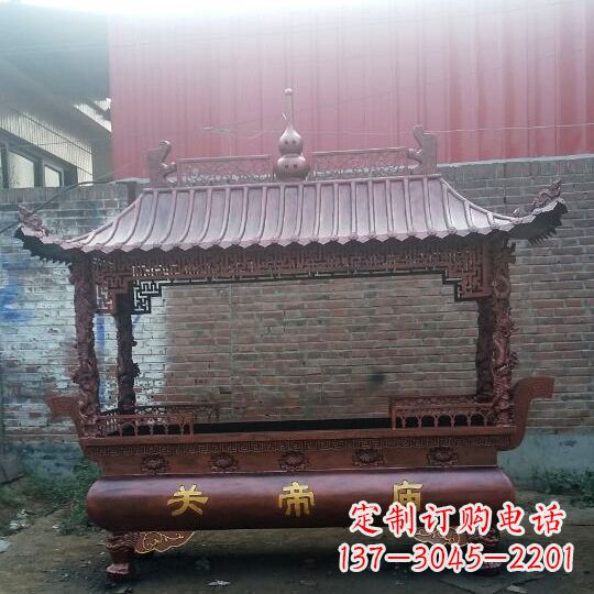 信阳方形香炉铜雕塑,精美香炉雕塑