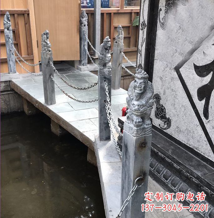信阳典雅传统的仿古胡人拴马石栏杆雕塑