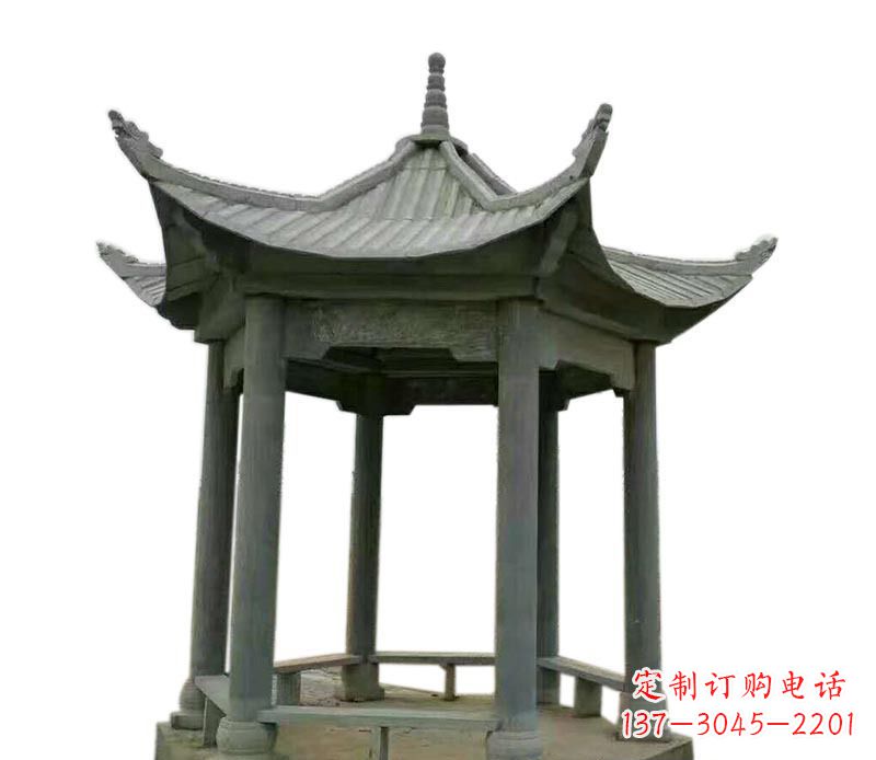 信阳仿古六角凉亭石雕 (2)