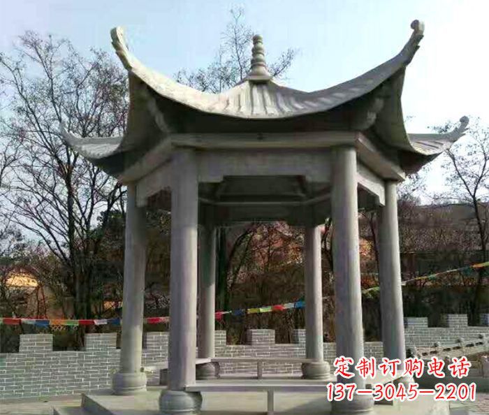 信阳仿古六角凉亭石雕 (4)