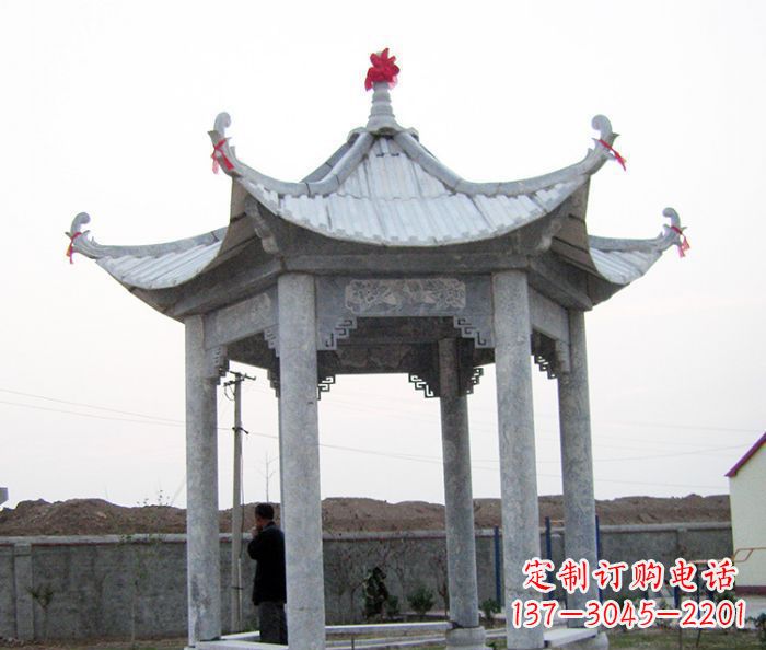 信阳仿古六角石凉亭雕塑
